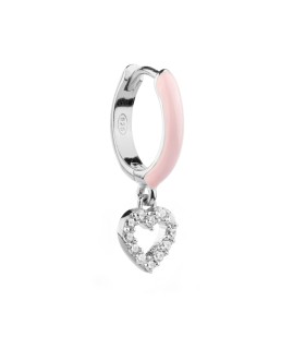 Orecchino Ear Cuff in Argento e Smalto Rosa con Cuore di Pietre SGEOBB34- Rebecca
