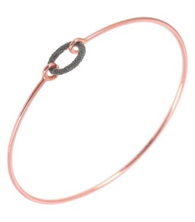 Bracciale Donna Rigido in Oro Rosa con Polvere di Diamanti Grigia - Pesavento