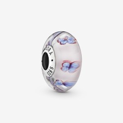 Charm Vetro di Murano Rosa con Farfalle - Pandora