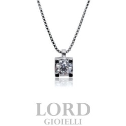 Collana Donna in Oro Bianco Punto Luce con Diamante ct.0.10 G VS - Giorgio Visconti