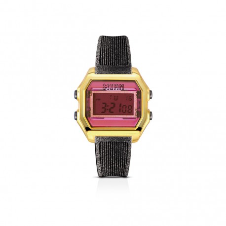 Orologio Bimba Digitale in Silicone Grigio Glitter e Cassa Oro/Fucsia- I Am Watch