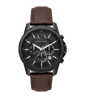 Orologio Uomo Cronografo in Acciaio Brunito con Cinturino pelle Nera AX1732 - Armani Exchange