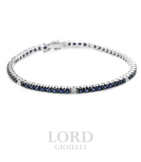 Bracciale Tennis in oro Bianco con Zaffiri ct.2,50 e Diamanti ct. 0,23 G SI - Davite & Delucchi