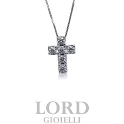 Collana Croce in oro Bianco con Diamanti ct. 0,25 - Davite & Delucchi