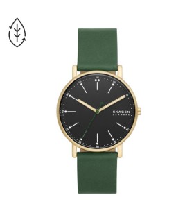 Orologio Uomo Solo tempo in Acciaio Dorato con Cinturino in Pelle Verde SKW6861 - Skagen