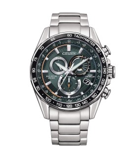 Orolgoio Uomo Radiocontrollato Eco Drive in Acciaio Quadrante Verde CB5914-89X - Citizen