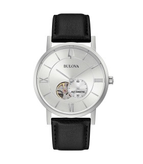 Orologio Uomo Clipper Automatico in Acciaio e Pelle Marrone 96A237 - Bulova