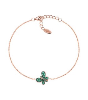 Bracciale Donna in Argento Rosè con Farfalla e Zirconi Verdi BRBURVE - Amen