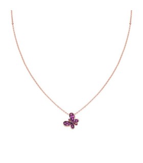 Collana Donna in Argento Rosè Farfalla con Zirconi Viola CLBURR - Amen