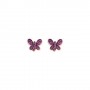 Orecchini Donna in Argento Rosè con Farfalle e Zirconi Viola EBURR - Amen