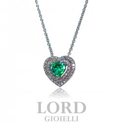 Collana Donna in Oro Cuore con Smeraldo e Brillanti - Mirco Visconti