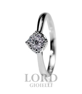 Anello Donna Solitario in Oro Bianco con Diamante Centrale ct. 0.07 e ct. 0.09 G VS- Giorgio Visconti