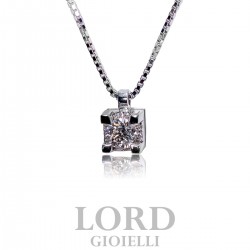 Collana Donna in Oro Bianco Punto Luce con Diamante ct.0.27 + 0,05 G VS - IO LUCE Giorgio Visconti