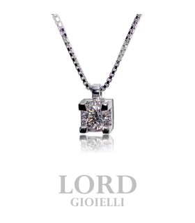 Collana Donna in Oro Bianco Punto Luce con Diamante ct.0.27 + 0,05 G VS - IO LUCE Giorgio Visconti