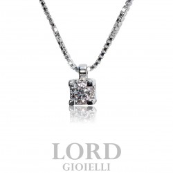 Collana Donna in Oro Bianco Punto Luce con Diamante ct.0.16 + 0,02 G VS - IO LUCE Giorgio Visconti