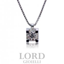 Collana Donna in Oro Bianco Punto Luce con Diamante ct.0.42 + 0,08 G VS - IO LUCE Giorgio Visconti