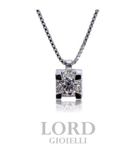 Collana Donna in Oro Bianco Punto Luce con Diamante ct.0.42 + 0,08 G VS - IO LUCE Giorgio Visconti