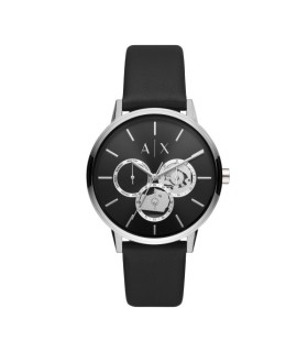 Orologio Uomo Cayde Multifunzione in Acciaio e Pelle Nera AX2745 - Armani Exchange