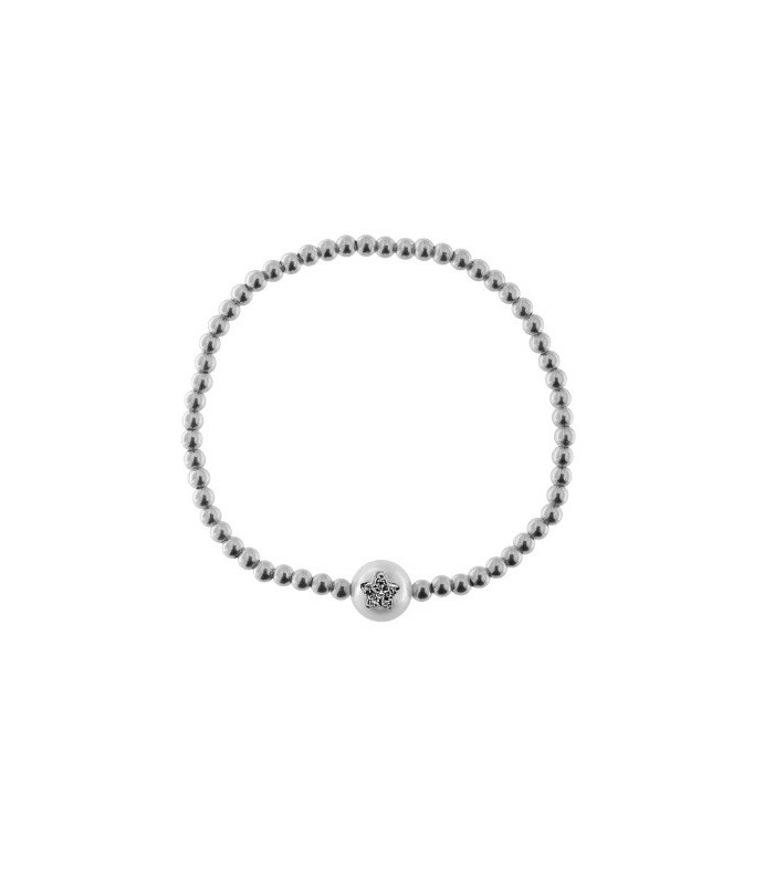 Bracciale Donna Galactica Elastico in Argento e Perla Centrale - Rue Des Mille