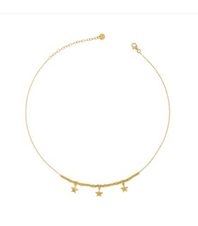 Collana Donna Dorata  "I Sogni Son Desideri" Girocollo Microanelli e 3 Stelle- Rue Des Mille