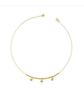 Collana Donna Dorata "I Sogni Son Desideri" Girocollo Microanelli e 3 Cuori- Rue Des Mille