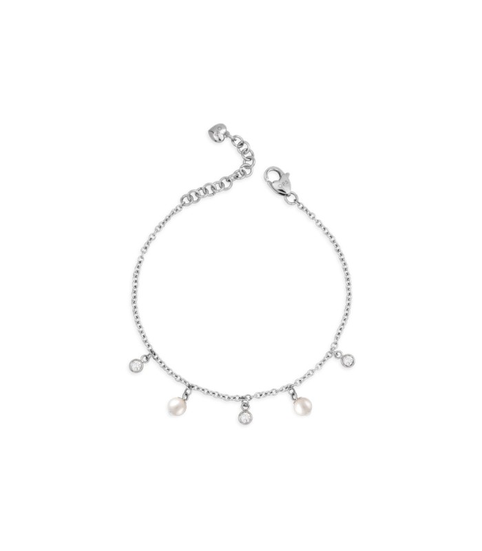 Bracciale Donna in Acciaio con perle e Cristalli Pendenti - Ops Objects