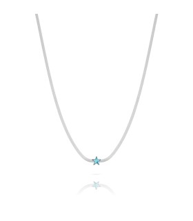 Collana Donna in Acciaio Maglia Piatta con Stella Azzurra - Ops Objects