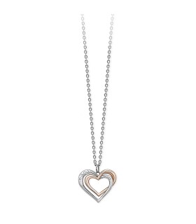 Collana Donna in Acciaio Biocolor Rosè con Cuore Intrecciato Pendente - 2Jewels
