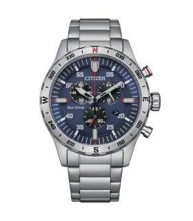 Orologio Uomo Crono Outdoor in Acciiao Quadrante Blu AT2520-89L - Citizen