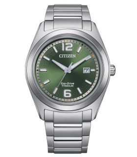 Orologio Uomo Solo Tempo EcoDrive OF in Supertitanio con Quadrante Verde AW1641-81X - Citizen