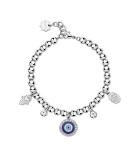 Bracciale Donna Chakra in Acciaio con Occhio Smaltato Mano e Pietre Bianche BHKB147 - Brosway