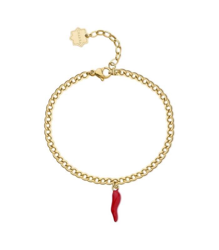 Bracciale Donna Chakra in Acciaio Pvd Oro con Corno Rosso BHKB140 - Brosway