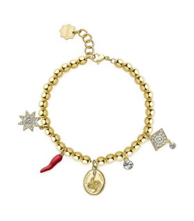 Bracciale Donna Chakra in Acciaio Pvd Oro con Corno Stella Serpente e Pietre Bianche BHKB149 - Brosway