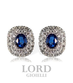 Orecchini Donna in Oro Bianco con Zaffiri ct. 0,90 e Diamanti ct. 0,59 G VS - Davite&Delucchi