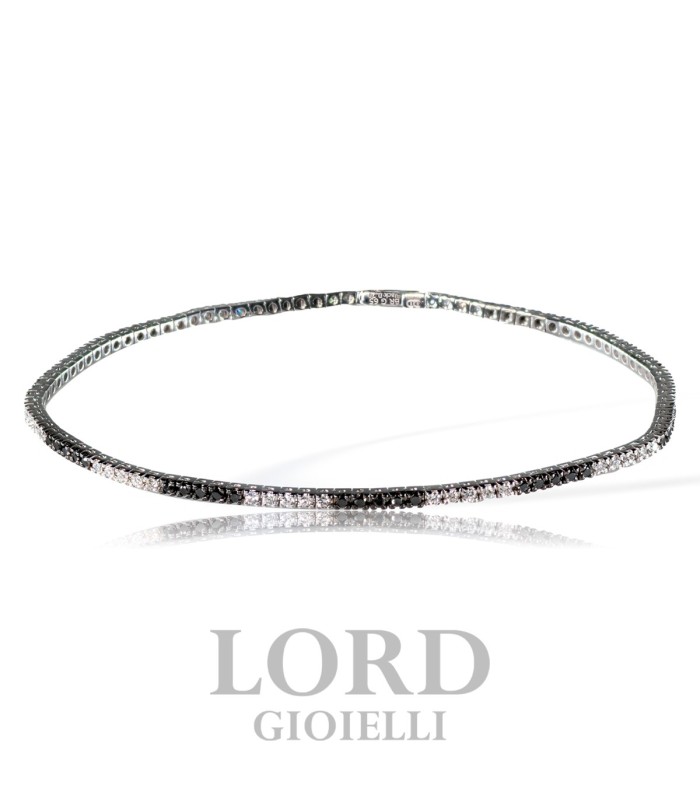 Bracciale Tennis in Oro Bianco con Diamanti ct. 0,65 G VS e Diamanti neri ct. 0,70 - Davite & Delucchi