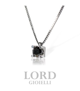 Collana in Oro Bianco con Diamante Nero ct. 0.09 - Bibigì