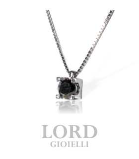 Collana in Oro Bianco con Diamante Nero ct. 0.17 - Bibigì