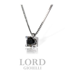 Collana in Oro Bianco con Diamante Nero ct. 0.21 - Bibigì