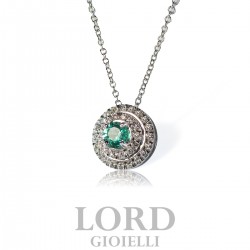 Collana Donna in Oro Smeraldo e Brillanti ct. 0.20+0.18 - Nardelli