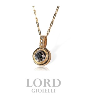 Collana Uomo in Oro Rosa con Diamante Nero ct. 0,27 e Diamanti ct. 0.04 G VS - Nardelli