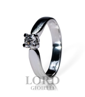 Anello Donna Solitario in Oro Bianco con Diamante ct. 0,26 G IS - Lord Gioielli
