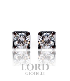 Orecchini Donna Punto Luce in Oro Bianco con Diamanti ct. 0,30 G VS - Lord Gioielli