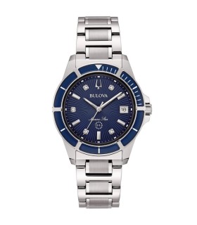 Orologio Donna Solo Tempo Marine Star Lady in Acciaio con Quadrante Blu 96P237 - Bulova