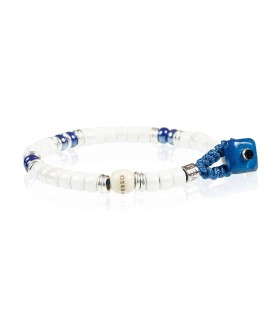 Bracciale in Argento con Ceramica Bianca e Blu LC15 - Gerba