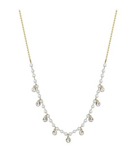 Collana Donna Chant in Acciaio Pvd Oro e Perle con Pietre Bianche BAH84 - Brosway