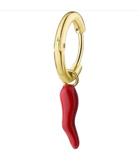 Mono Orecchino Donna Chakra in Acciaio Pvd Oro con Corno Rosso BHKE138 - Brosway