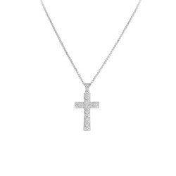 Collana Donna in Argento con Croce con Zirconi Bianchi - Amen
