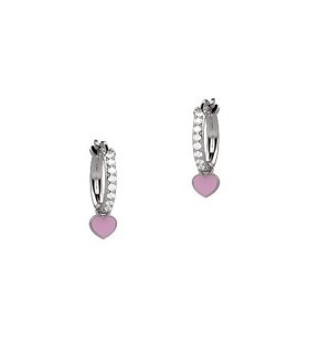 Orecchini Bimba Cerchietto Zirconi Cuore Rosa  NAN0369 - Nanan