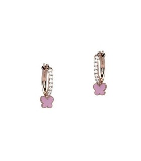 Orecchini Binba Cerchietto in Argento Rosè con Pietre e farfalla Rosa Pendente NAN0360 - Nanan