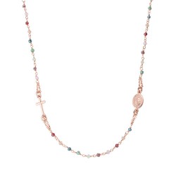 Collana Donna Rosario in Argento Rosè e Cristalli Multicolor - Amen